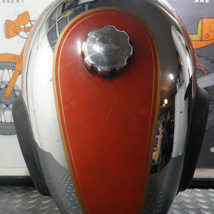 1990s Royal Enfield Chrome Red Gas Tank w/ Cap OEM Vintage