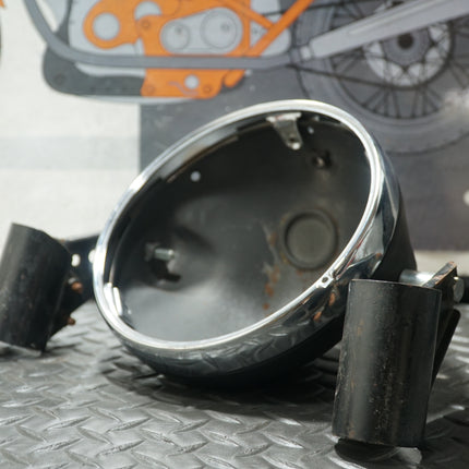 1997 Buell M2 Cyclone Headlight Housing w/ Bucket Bezel Trim & Brackets