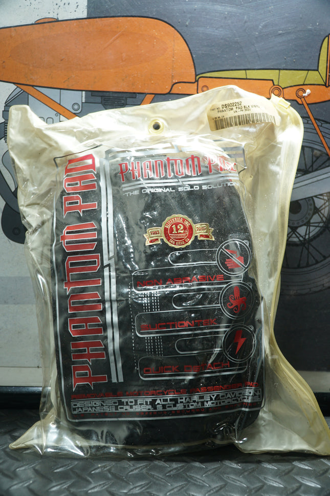Phantom Pad Black Vinyl Passenger Seat Pad DS-902252 Motorcycle Accessory