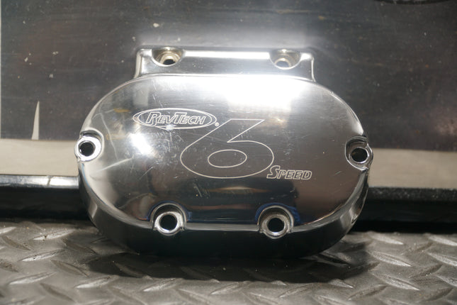 RevTech Chrome Transmission Side Cover Harley Big Twin 6-Speed New Scratched