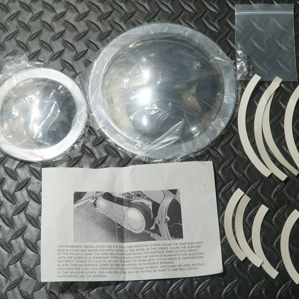 Domed Polished Pulley Covers 5-Speed 3” BDL Belt Drive Softail FLT FXR
