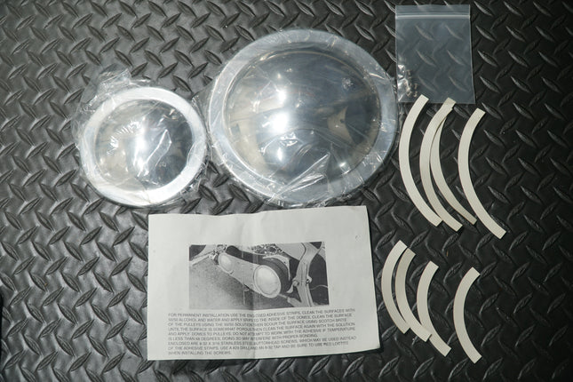 Domed Polished Pulley Covers 5-Speed 3” BDL Belt Drive Softail FLT FXR
