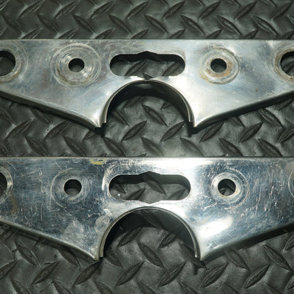 2 Harley Fork Clamp Triple Tree Chrome Covers Knucklehead Panhead Shovelhead