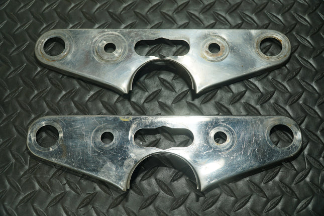 2 Harley Fork Clamp Triple Tree Chrome Covers Knucklehead Panhead Shovelhead