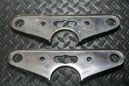 2 Harley Fork Clamp Triple Tree Chrome Covers Knucklehead Panhead Shovelhead photo 2