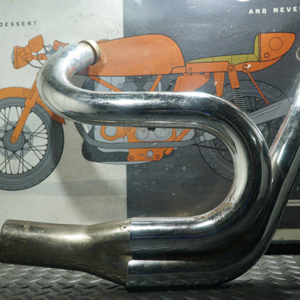 Harley Fat Bob 2-Into-1 Exhaust Header 2” Downpipes to 4” Collector Used