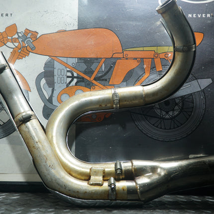 Harley Fat Bob 2-Into-1 Exhaust Header 2” Downpipes to 4” Collector Used