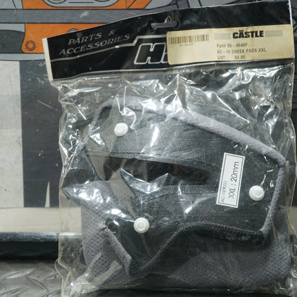 Castle AC-10 Helmet Cheek Pads 59-9648F – XXL 20mm, XL 25mm, Large 30mm
