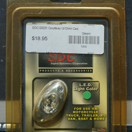 Signal Dynamics 03231 Green LED Light w/ Chrome Case Motorcycle Accessory