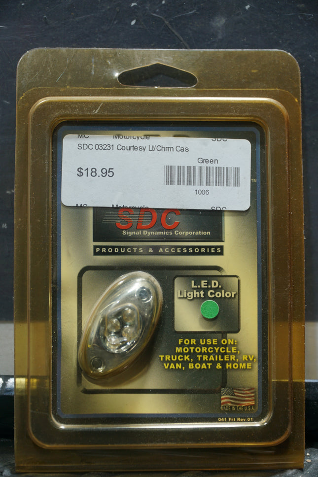 Signal Dynamics 03231 Green LED Light w/ Chrome Case Motorcycle Accessory
