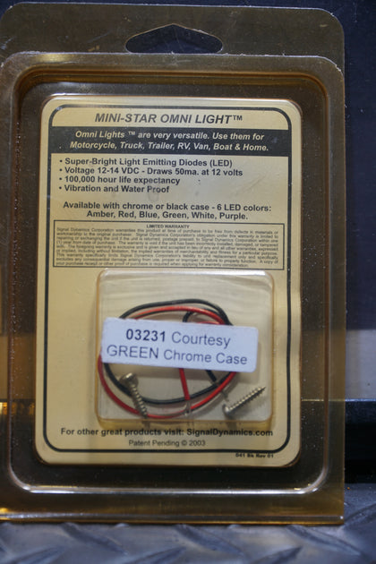 Signal Dynamics 03231 Green LED Light w/ Chrome Case Motorcycle Accessory photo 2