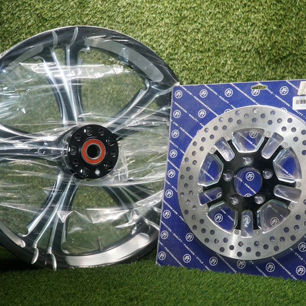 Harley Touring Rear Wheel 18x4.25 Black Cut Fierce Style + PM Dixon 11.5” Rotor — Xtreme Performance