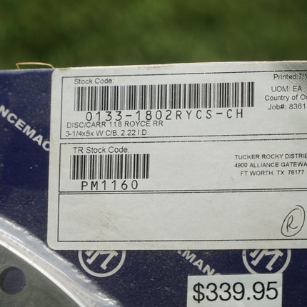 Performance Machine Royce 11.8” Rear Brake Rotor 0133-1802RYCS-CH Harley Touring