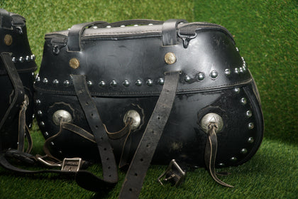Harley Softail Sportster Dyna Leather Quick Release Saddlebags Used photo 3