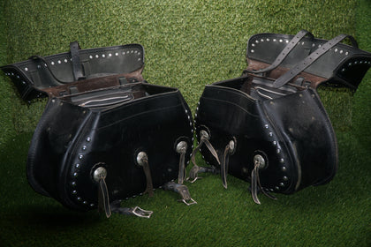 Harley Softail Sportster Dyna Leather Quick Release Saddlebags Used photo 9