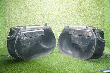 Harley Softail Sportster Dyna Leather Quick Release Saddlebags Used photo 13