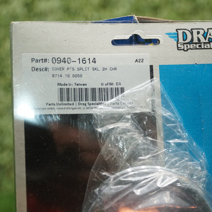 Drag Specialties Split Skull Chrome Derby Cover 0940-1614 Harley 1970-2017