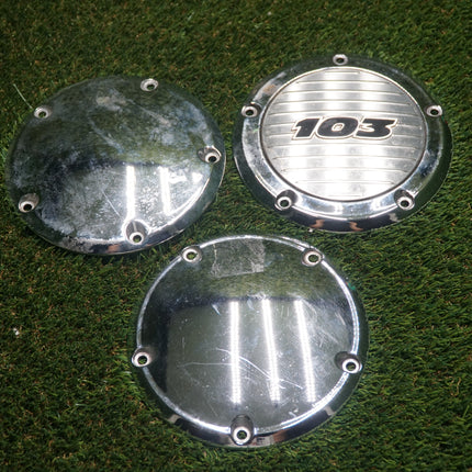 3 Harley Davidson Chrome Derby Covers OEM 25415-99 & 103” 60872-11 Set