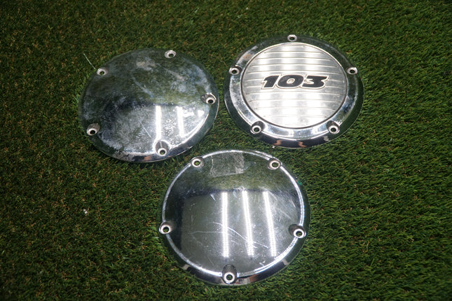 3 Harley Davidson Chrome Derby Covers OEM 25415-99 & 103” 60872-11 Set