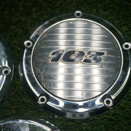 3 Harley Davidson Chrome Derby Covers OEM 25415-99 & 103” 60872-11 Set
