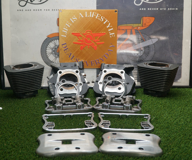 84-99 RevTech Evo 100" Cylinder Heads Cylinders Pistons Top End Kit Needs Hone