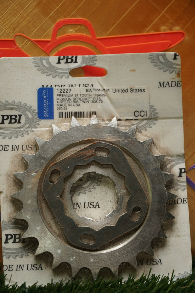 PBI Harley 4-Speed Big Twin 24-Tooth Transmission Mainshaft Sprocket 279-24 NOS