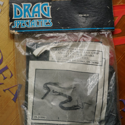 Harley Handlebar Rubber Grip Black Leather Fringe Covers Drag Specialties DS-243060 NOS