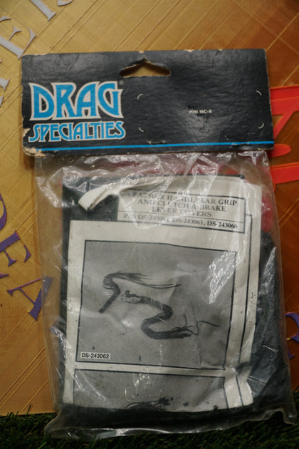 Harley Handlebar Rubber Grip Black Leather Fringe Covers Drag Specialties DS-243060 NOS photo 2