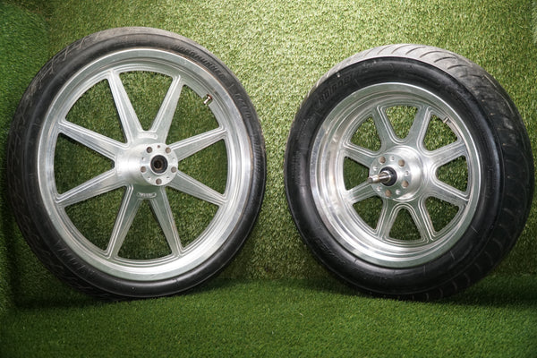 Rick’s 21x2.15 Front & 16x4.5 Rear 8-Spoke Wheel Set – Needs Polish