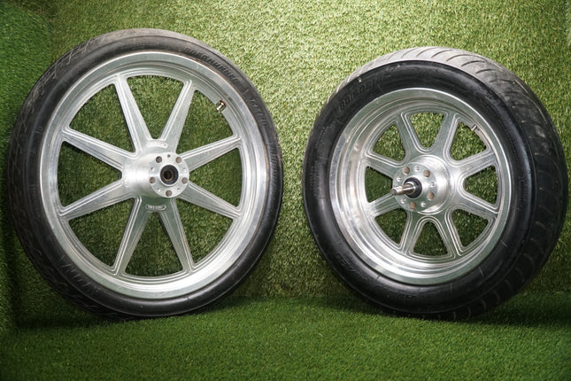 Rick’s 21x2.15 Front & 16x4.5 Rear 8-Spoke Wheel Set – Needs Polish