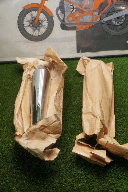 Harley Antique Knucklehead Flathead Panhead Chrome Muffler Set Bobber photo 2