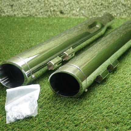 MUTAZU Chrome Slant Roaring Slip-On Mufflers Exhaust for 2017-UP Harley Touring