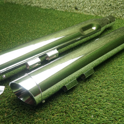 MUTAZU Chrome Slant Roaring Slip-On Mufflers Exhaust for 2017-UP Harley Touring