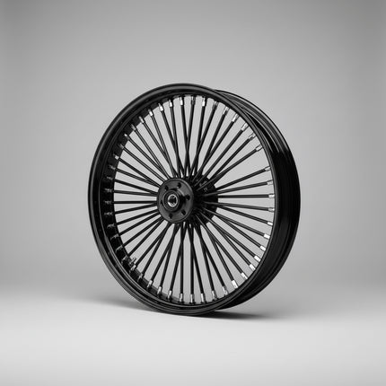 21 X 3.5 BLACK 48 FAT KING SPOKE FRONT WHEEL HARLEY TOURING BAGGER 2000-07