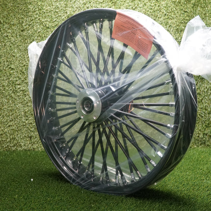 21 X 3.5 BLACK 48 FAT KING SPOKE FRONT WHEEL HARLEY TOURING BAGGER 2000-07