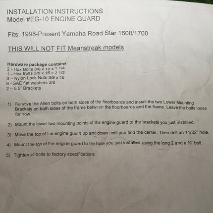 Black Mustache Engine Guard for Yamaha Road Star XV1600 XV1700 1998-2015