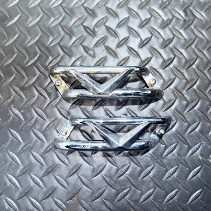 Harley V Logo Chrome Wing Side Cover Guard Rails Set OEM Pair