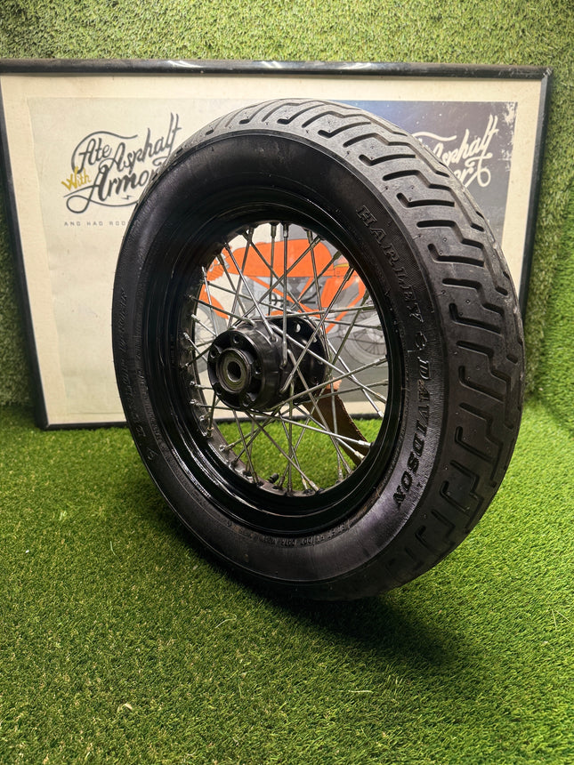 Harley Softail OEM 16x3 Black Wire Spoke Wheel 25mm Bearing Dunlop D402F 2000-UP