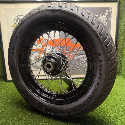 Harley Softail OEM 16x3 Black Wire Spoke Wheel 25mm Bearing Dunlop D402F 2000-UP