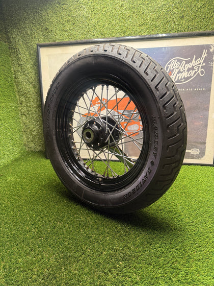 Harley Softail OEM 16x3 Black Wire Spoke Wheel 25mm Bearing Dunlop D402F 2000-UP photo 8