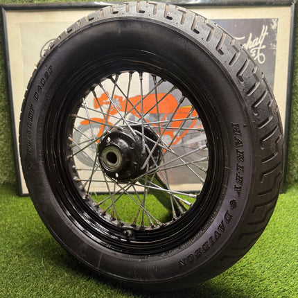 Harley Softail OEM 16x3 Black Wire Spoke Wheel 25mm Bearing Dunlop D402F 2000-UP