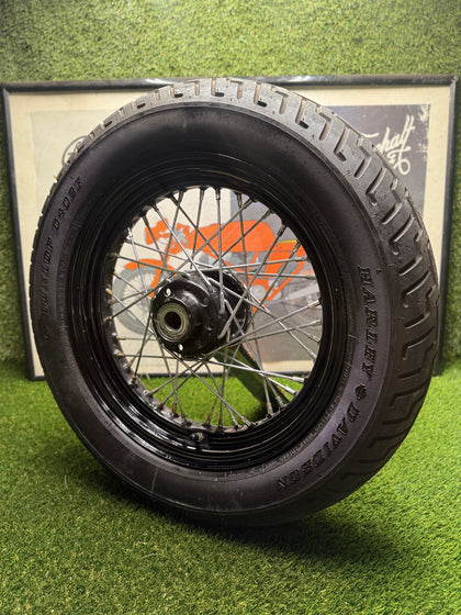 Harley Softail OEM 16x3 Black Wire Spoke Wheel 25mm Bearing Dunlop D402F 2000-UP photo 9