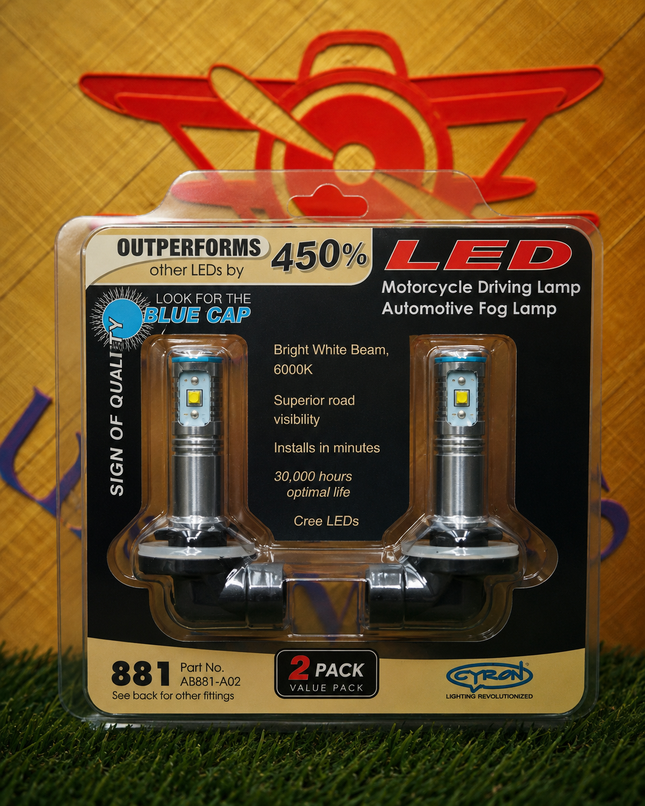 Cyron 881 LED Motorcycle Driving Automotive Fog Light Bulbs Pair 6000K White