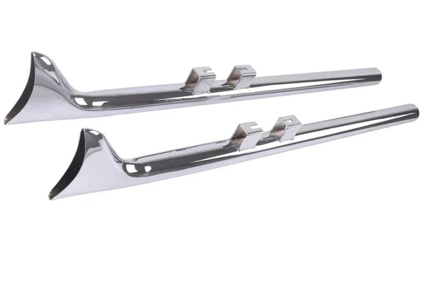 33” Fishtail Slip-On Exhaust Mufflers Harley Touring 2017-Up Chrome Sharkroad