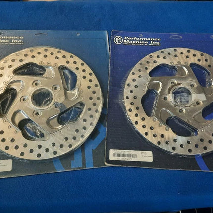 Performance Machine Chrome 11.5” Brake Rotor Pair 0133-1523/1522MONRS-CH Harley
