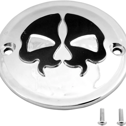 Drag Specialties Split Skull Chrome Derby Cover 0940-1614 Harley 1970-2017